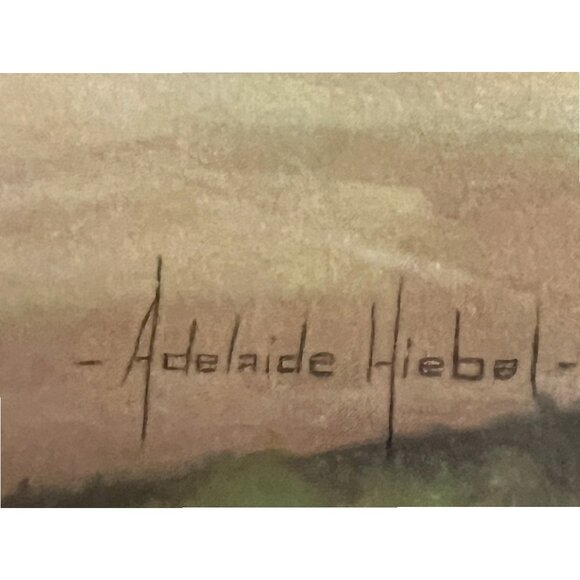 Vtg MCM Adelaide Hiebel Print "Cop on the Corner" with Gold Frame & Orange Mat - Picture 9 of 13